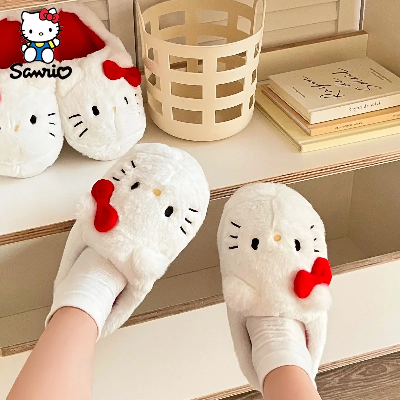 

Sanrio Hello Kitty Plush Slippers Winter Warm Cartoon Y2K Cotton Shoes Plush Shoes Sanrio Accessories Student Slippers Kids Gift