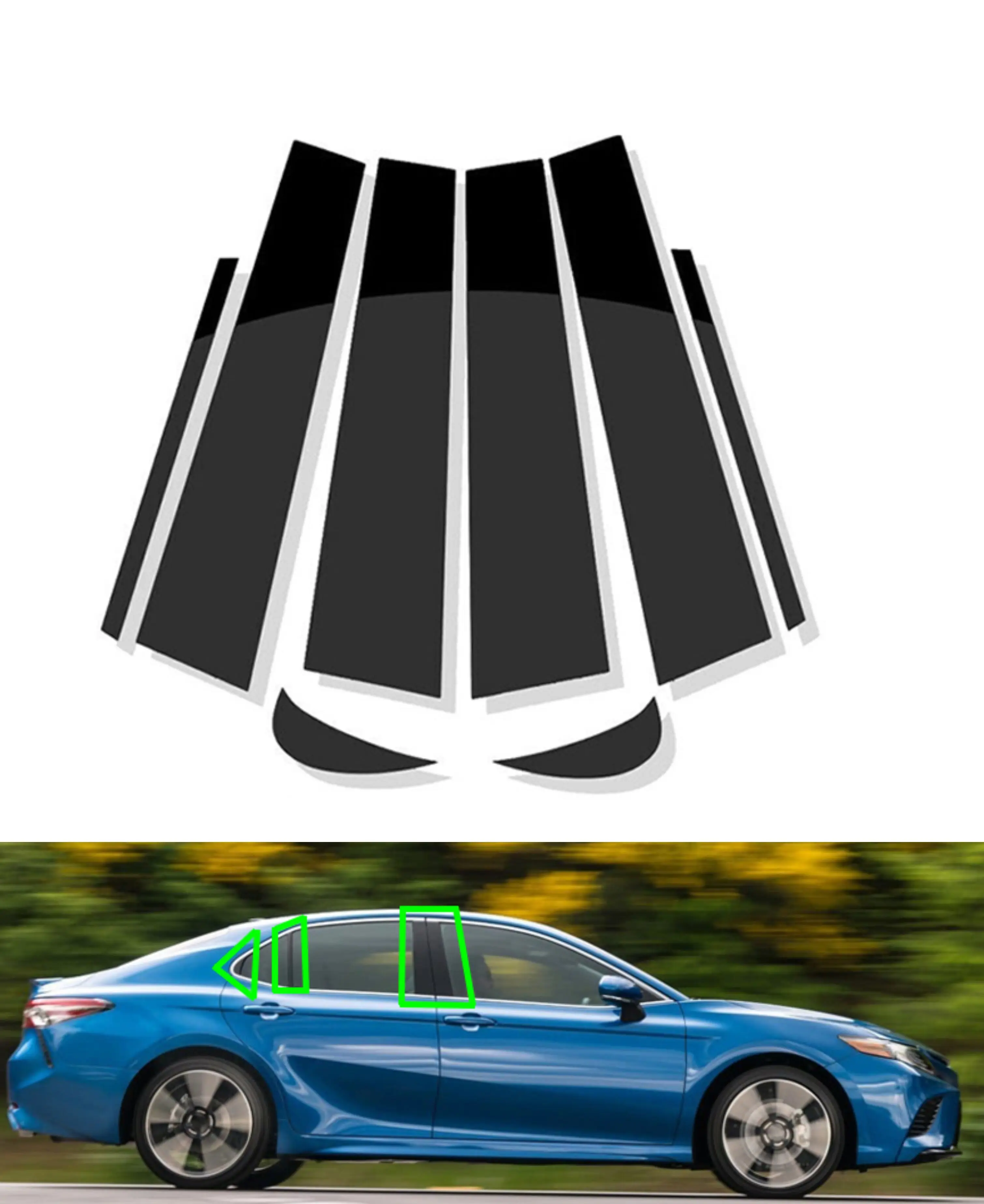 

8PCS Car Polished Window Pillar Post Door Trims Cover BC Column Sticker for Toyota Camry 2018 2019 2020 2021 Auto Accessories