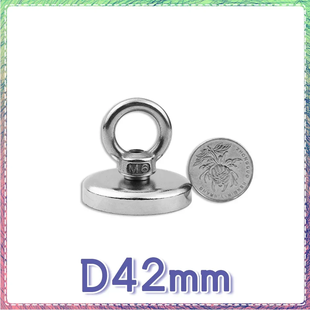 

1/2/3/5PCS D42 Strong Powerful Neodymium Magnet Hook Salvage Magnet Sea Fishing Equipments Holder Pulling Mounting Pot With Ring
