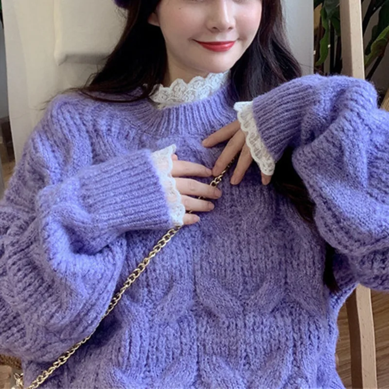 Women Knitted Sweater Autumn Winter Long Sleeve Pullover