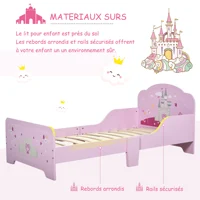 HOMCOM Lit Enfant 140 x 70 cm - lit d'enfant Design Princesse Motif château - sommier à Lattes Inclus - MDF Contre-plaqué Rose 4