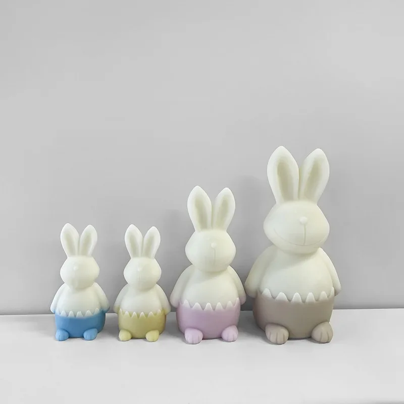 Moule 3D En Silicone En Forme De Lapin, Coquille D'œuf, Bougie, Lapin De Pâques, Ensemble De Fabrication De Plâtre En Résine, Décor De Gâteau Au Chocolat, Moule De Cuisson, Joli Cadeau