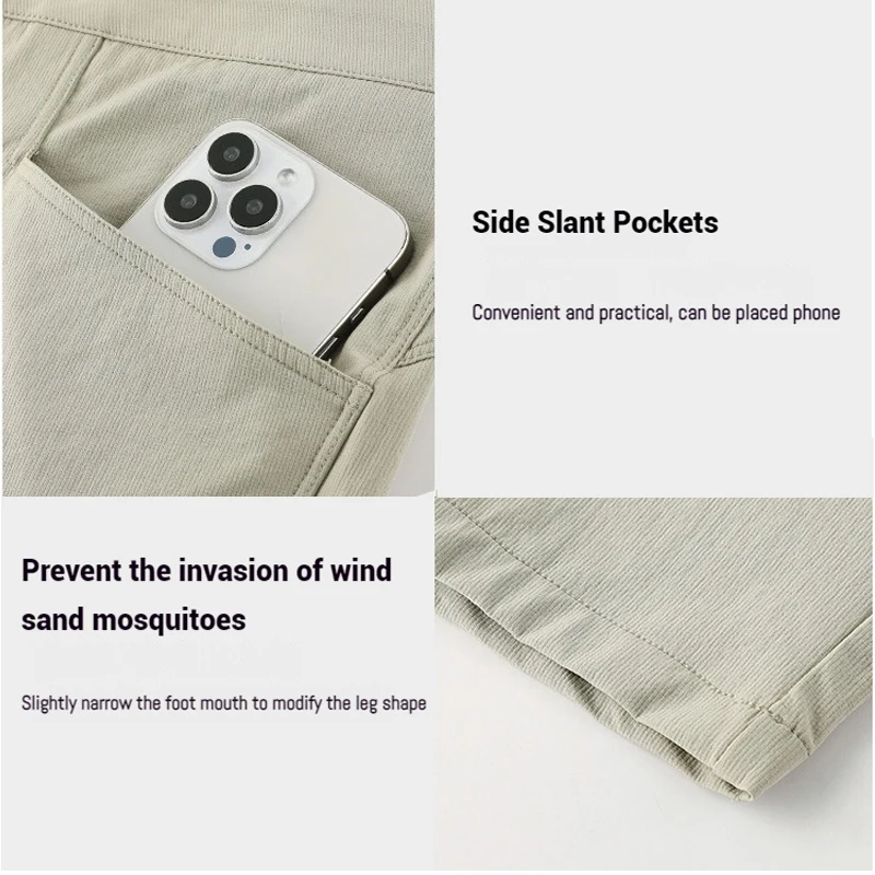 Men Quick Dry Cycling Pants Summer Windproof Bike Trousers with Zipper Pockets Mountain Biking Hiking Sports Sweatpants