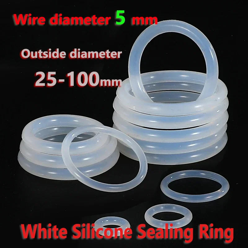 Insulating Lock Rings CS 5mm VMQ White Silicone Sealing Ring OD25-100mm Food Grade Rubber ...