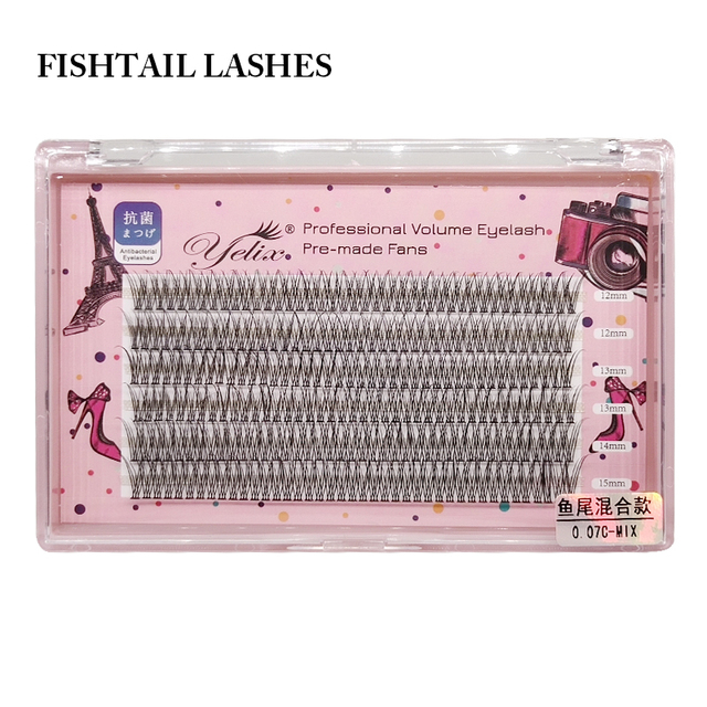 Yelix A/M Shape Professional Makeup Individual Lashes Cluster spikes lash wispy premade russian Natural Fluffy false eyelashes