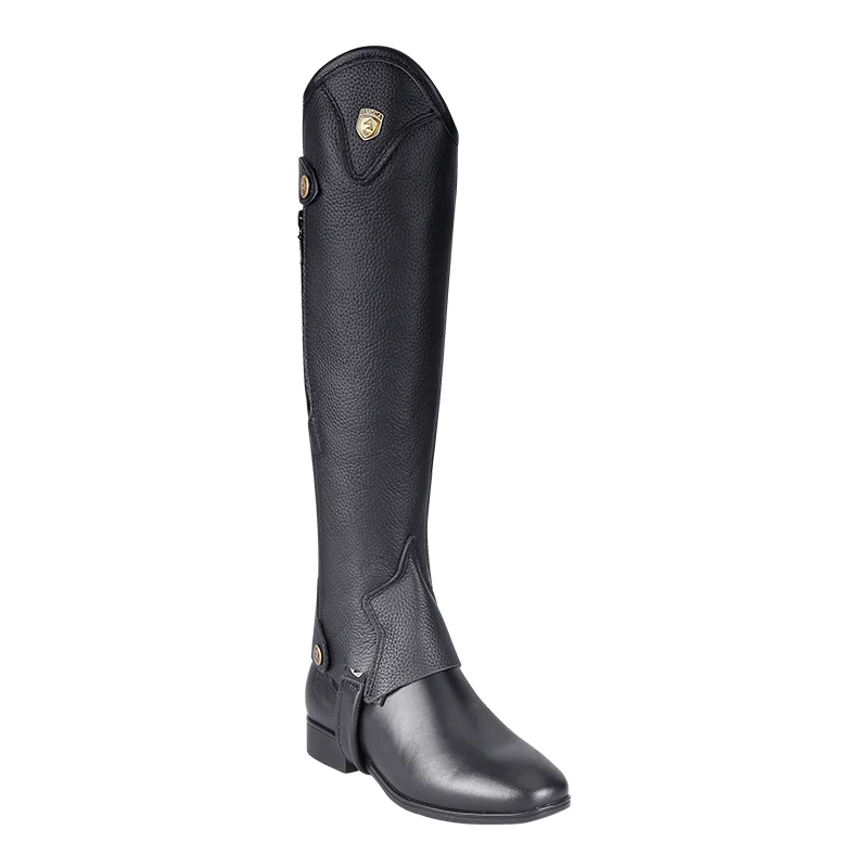 Cavassion Equestrian Horse Riding Cowhide Leather YKK Zipper Half Chaps Horse Riding Rider Protector Lengthen Type without boots