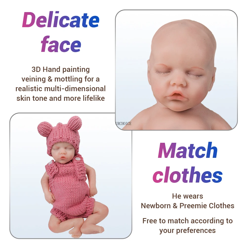 18in 100% Silicone Reborn Baby Doll Waterproof Girl Lifelike Painted Realistic Sleeping Full Body Bebe Toys for Children Gift