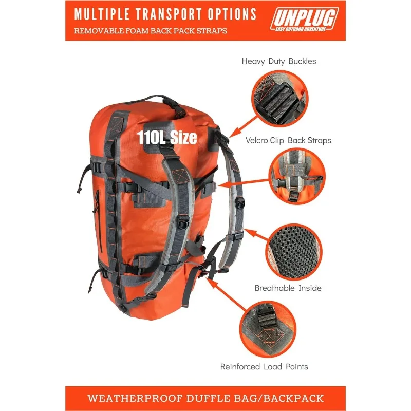 UNPLUG Ultimate Adventure Bag -1680D Heavy Duty Waterproof Travel Duffel Bag 4