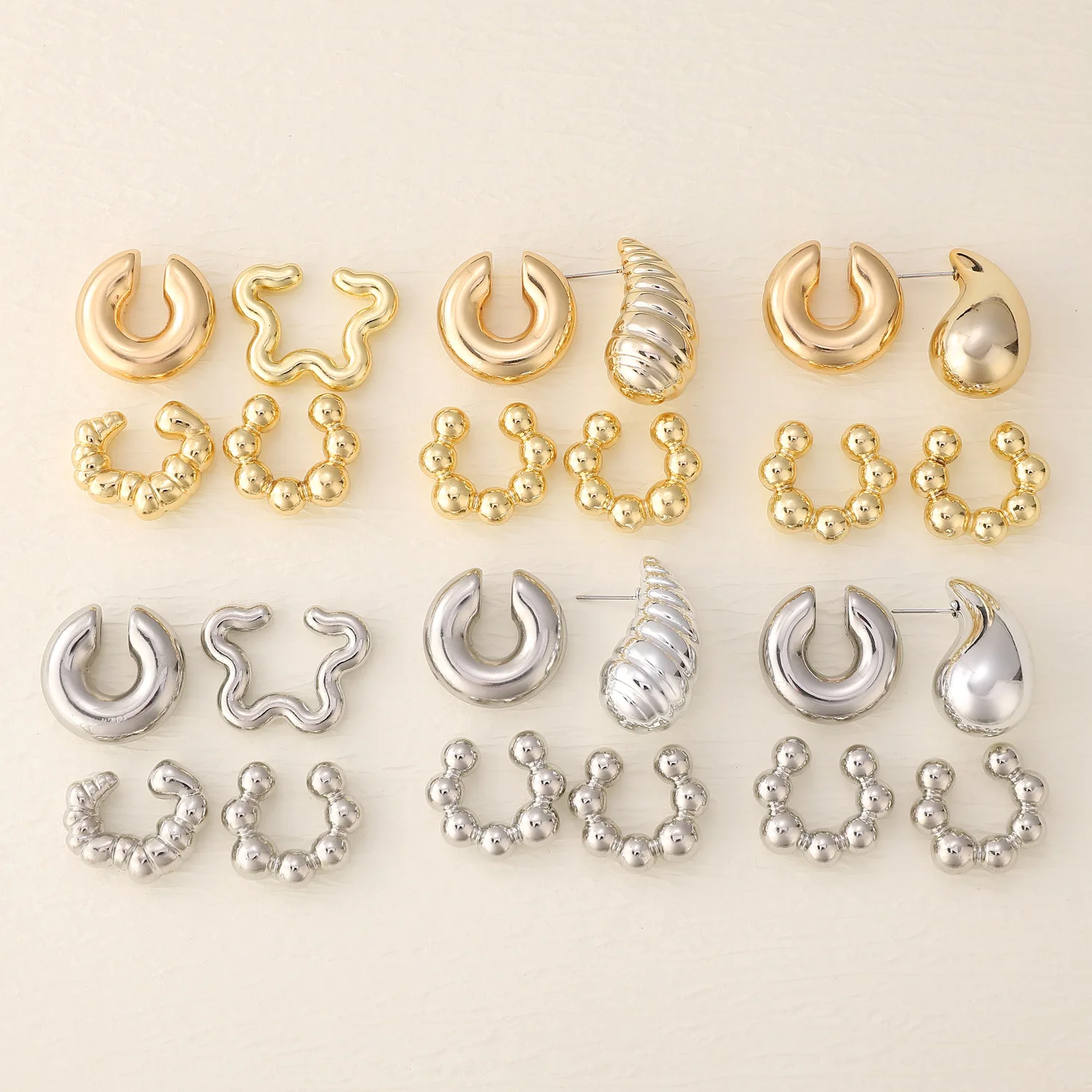 Ear Clip Earrings Clip Earrings Ear Clip Ear Accessories 4Pc/set Vintage Geometric No Piercing Fake Cartilage Ear Cuff Jewelry Accessories ear clip earrings clip earrings ear clip ear accessories