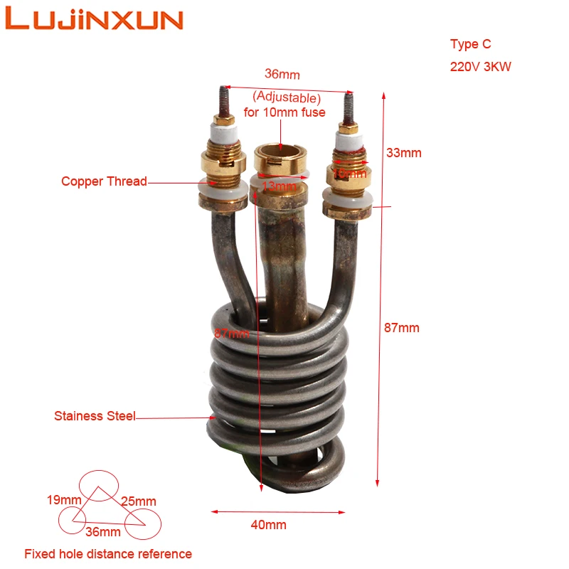 LUJINXUN 220V 3000W 3300W Stainless Steel Tube Electric Faucet Heating  Element for Instant Hot Water Heater Parts - AliExpress