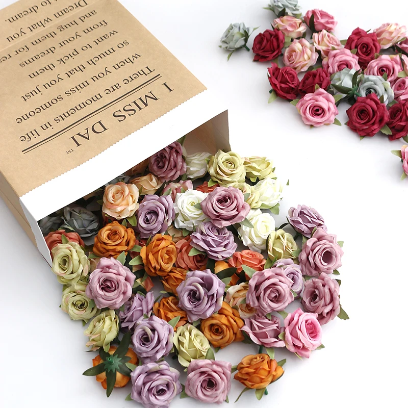 10 Stück Rose künstliche Blumen Seide gefälschte Blumen für Wohnkultur Hochzeits dekoration DIY Braut kranz Blume Wand Geschenk zubehör – Detail 9