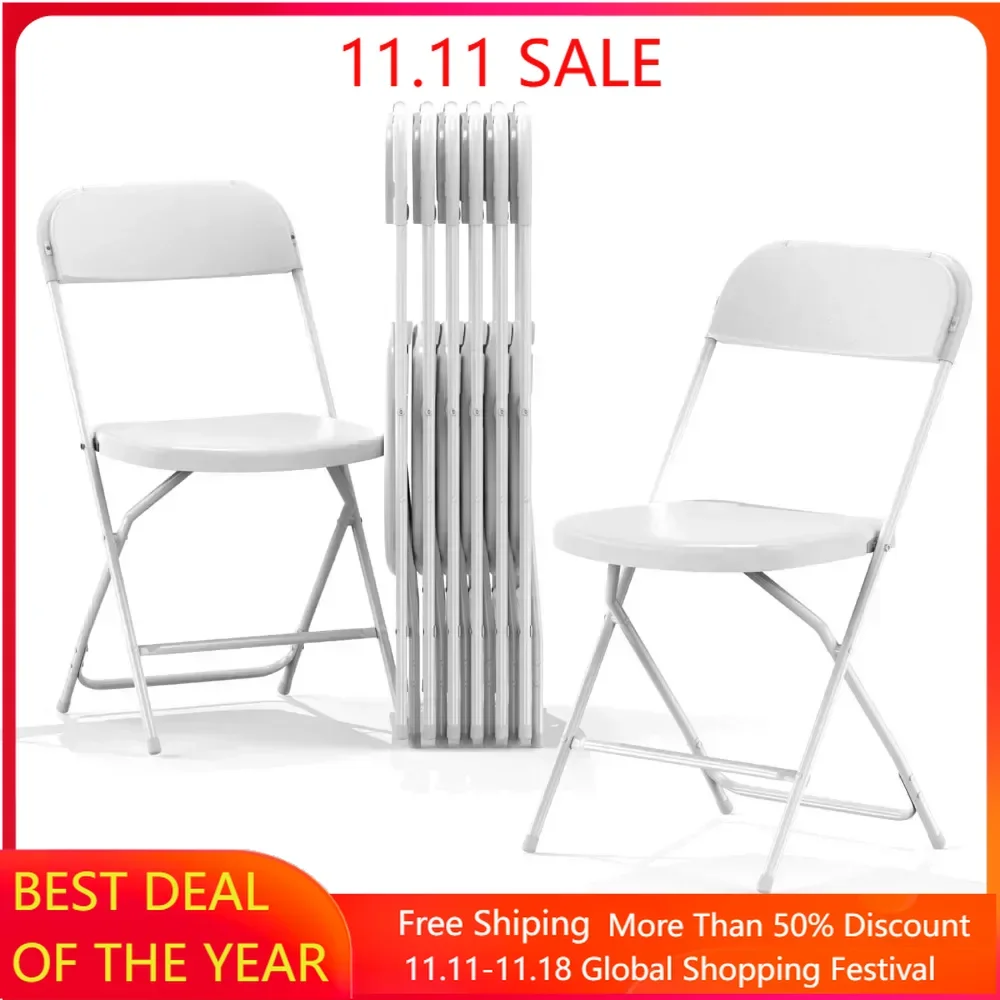 folding chair Foldable Folding Chairs Plastic Outdoor/Indoor 650LB Weight Limit 19"D x 17"W x 31.4"H (White, 20 Pack)