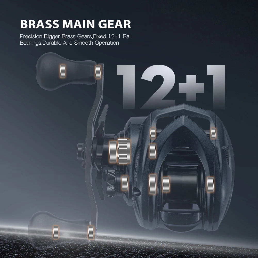 SOLOKING ASHMOON Alloy Baitcasting Reel 12+1BB 6kg Drag 5