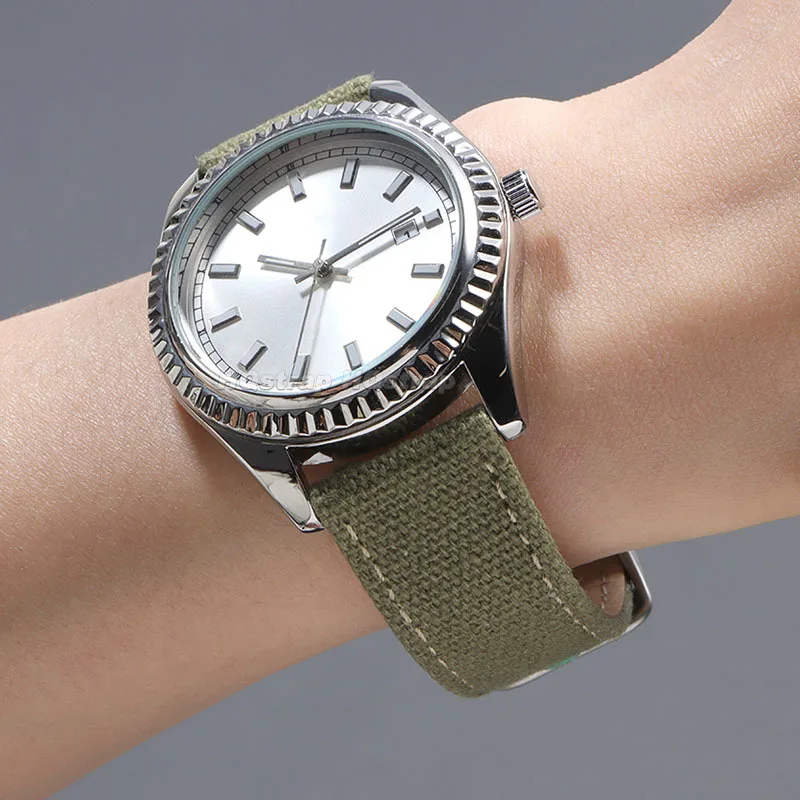 Nylon & Leather Quick Release Military Sport Watch Band - Universal Replacement Strap