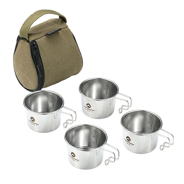 4pcs Outdoor Camping Sierra Cups with Storage Bag Stainless Steel