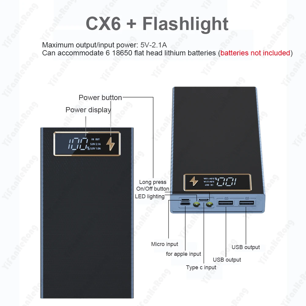 QC3.0 배터리 보조배터리 케이스, 빠른 충전 무선 보조베터리 휴대폰 거치대, 18650 배터리 보관함, 아이폰 6 플러스용, 6x18650