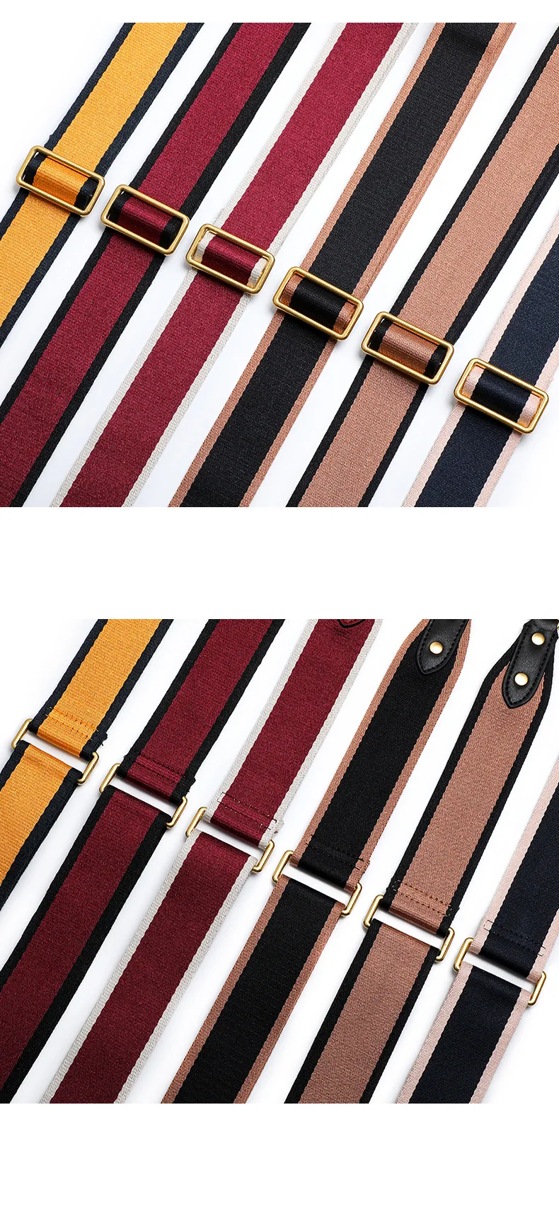 Crossbody bag striped strap canvas nylon strap designer Adjustable shoulder bag replacement with genuine leather parts accessory
