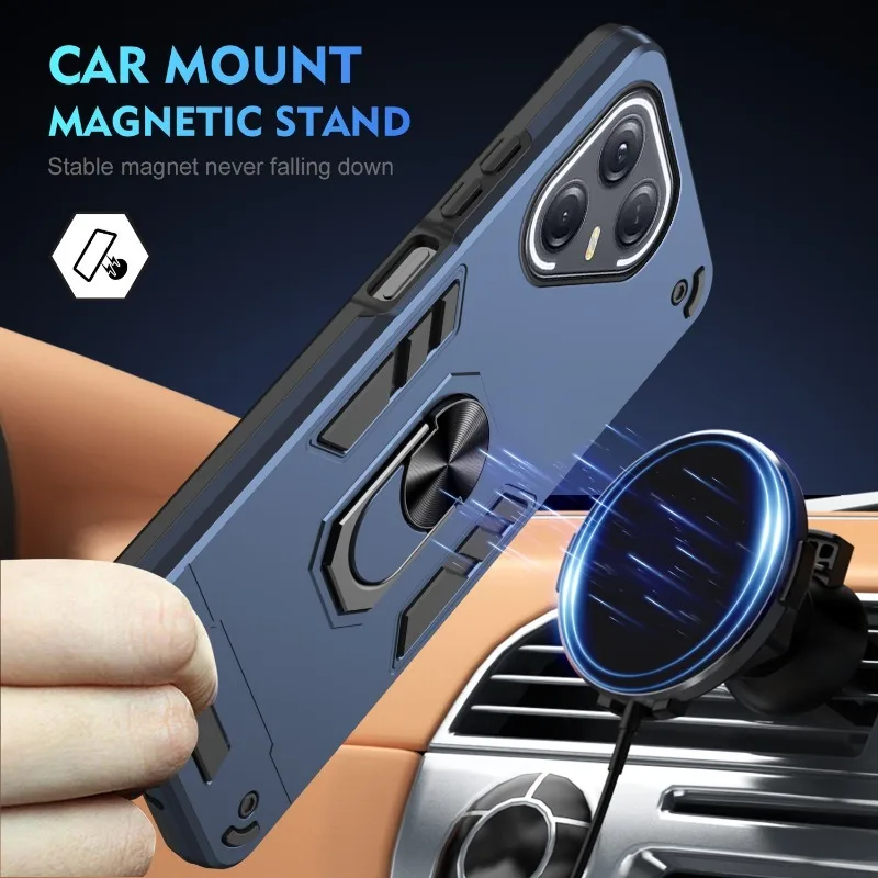 Ultra Armor Magnetic Holder Shockproof Phone Case - Silicone Back Cover with Bracket