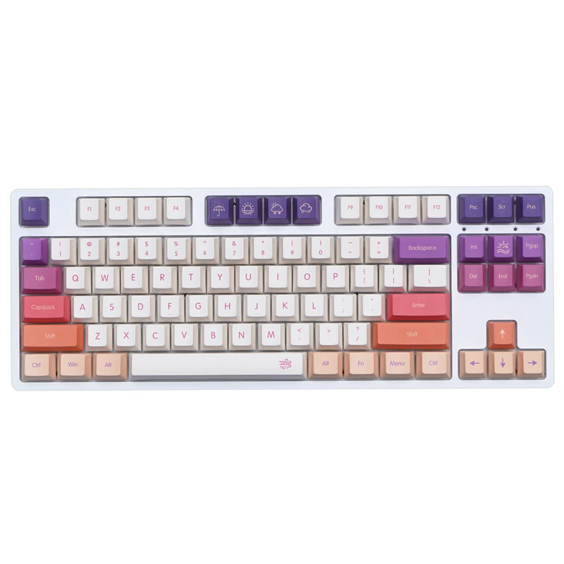Cereja Perfil Keycaps Conjunto para Keychron Anne Gk64 Poker Varmilo Fl980 Pbt Corante Subbed Cereja Perfil 143 Chaves por Conjunto