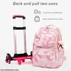 Trolley Schoolbag Kids Wheel School Backpack Removable Children School Bags For Girls With Wheels Kids Girls Luggage Book Bags 3