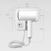 Professional Hotel Hair Dryer Wall-mounted Powerful Strong Wind Bathroom Toilet Household Blow Dryer Punching with 3M Glue 2