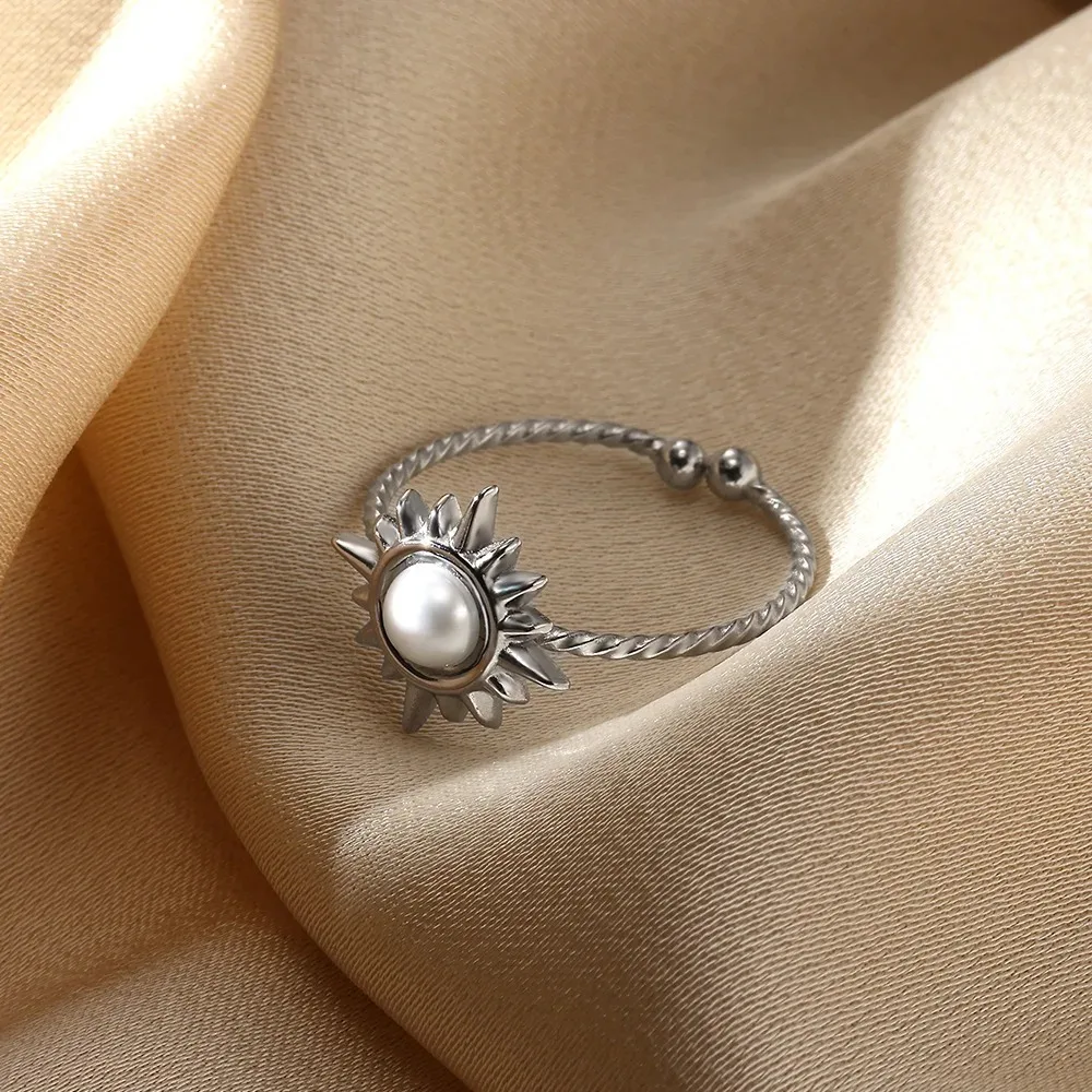 For Women Pearl Adjustable Ring Jewelry