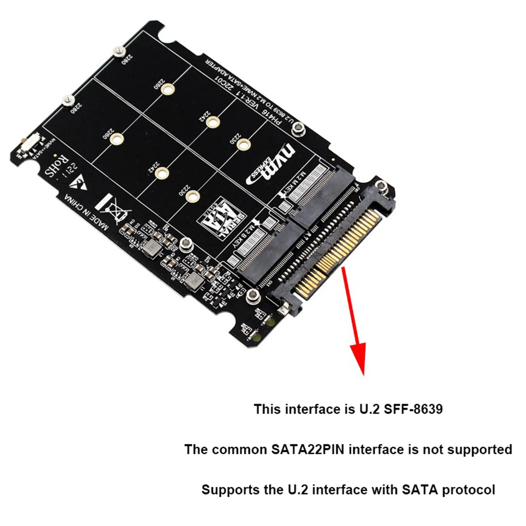 PCIE3.0 NVME NGFF-U.2 SFF8639  ī, M.2 NVME-U.2  ī,  ̽ Ȯ ī, SSD HDD Ŭ