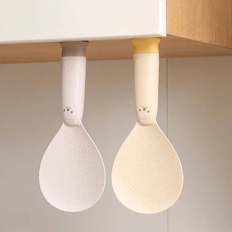 Suction Cup Kitchen Bear Rice Spoon Can Stand Upright Non-stick Rice Cooker Scoop High Temperature Resistance Kitchen Tools silicone kitchen utensils silicone cooking spoon