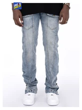 

UNCLEDONJM Multi-pocket washed distressed denim jeans men high street casual pants street fashion baggy jeans