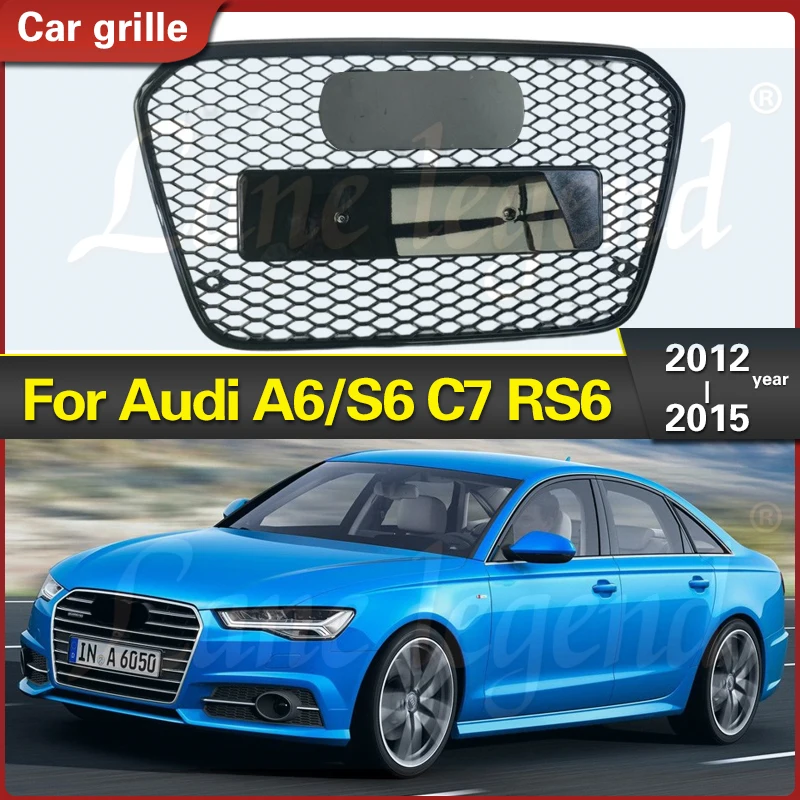 

For RS6 Style Front Sport Hex Mesh Honeycomb Hood Grill Black for Audi A6/S6 C7 2012 2013 2014 2015 Racing Grills