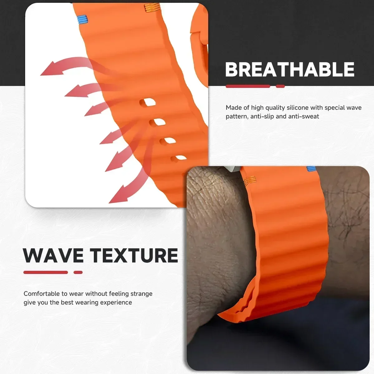 Versatile Silicone Smartwatch Strap, QuickFit Adjustment, Multiple Sizes