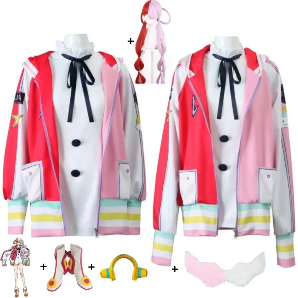 

Anime Uta Theatre Version Movie Film Red Daughter Of Shanks Cosplay Costume Wig Wings Shoes Headphone Adult Child Halloween Suit