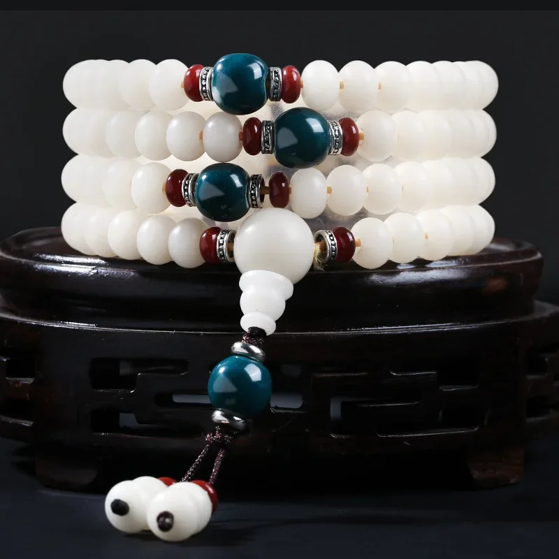 

Natural White Jade Bodhi Root Bracelet for Men and Women Meditation Prayer 108 Wholesale Buddhist Energy Yoga Necklace Jewelry