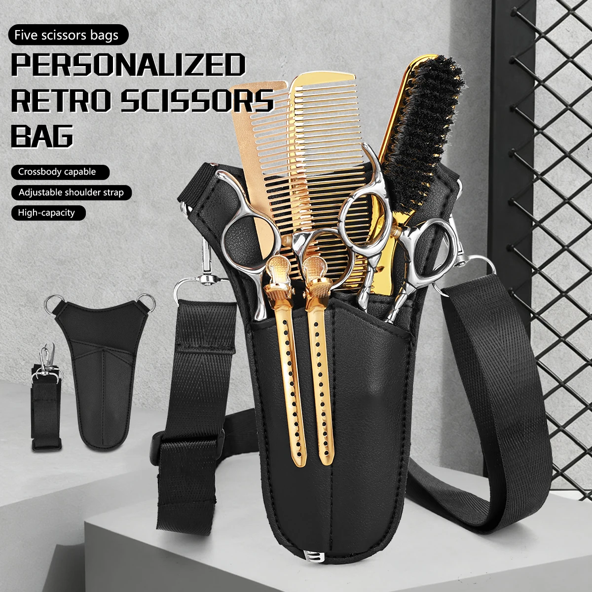 Premium PU Leather Barber Waist Holster - Adjustable Salon Tool Storage Pouch