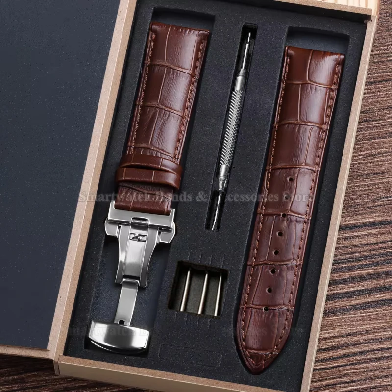 Premium Leather Watch Strap with Universal Butterfly Clasp (Multiple Sizes Available)