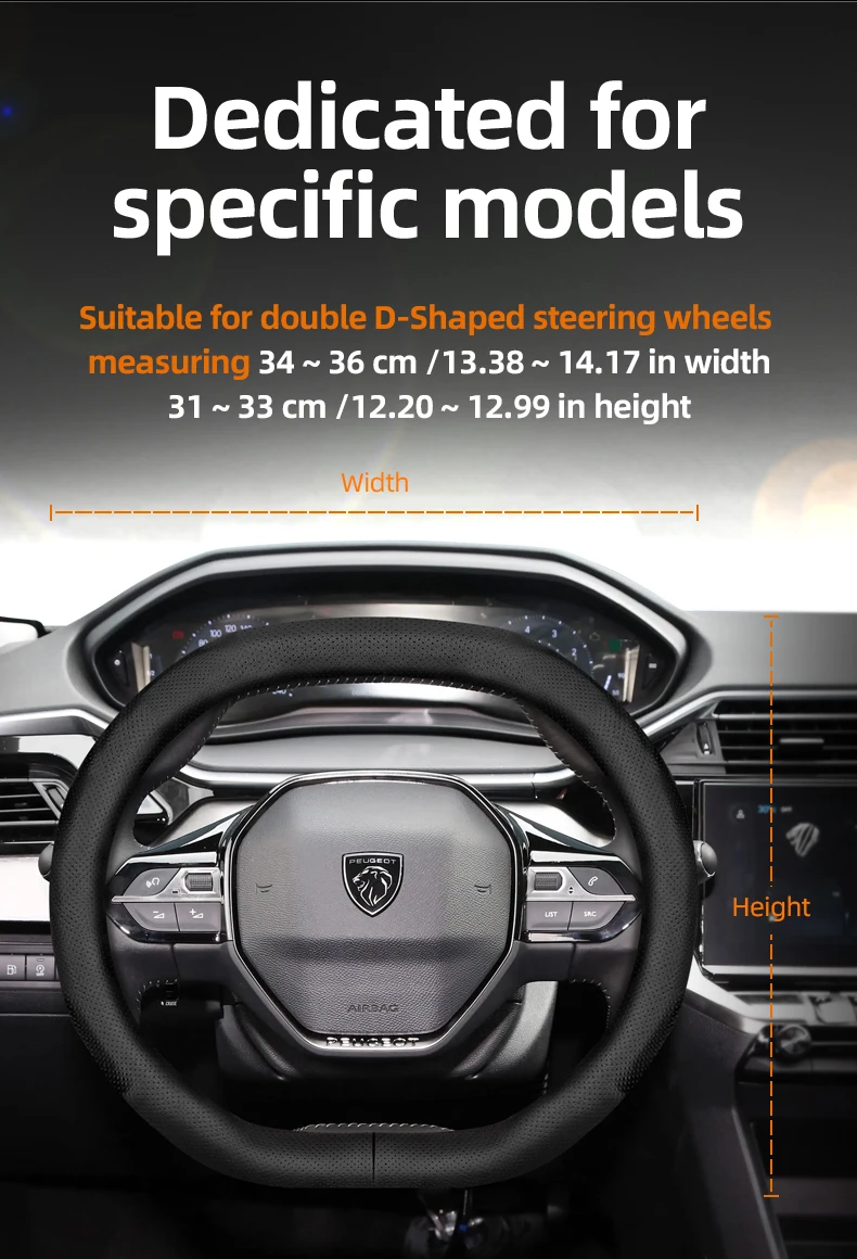 Für Peugeot Doppelter D-förmiger Lenkradbezug, ultradünn, Mikrofaser-Leder, atmungsaktiv, 208 408 508 2008 3008 4008 5008 – Detail 4