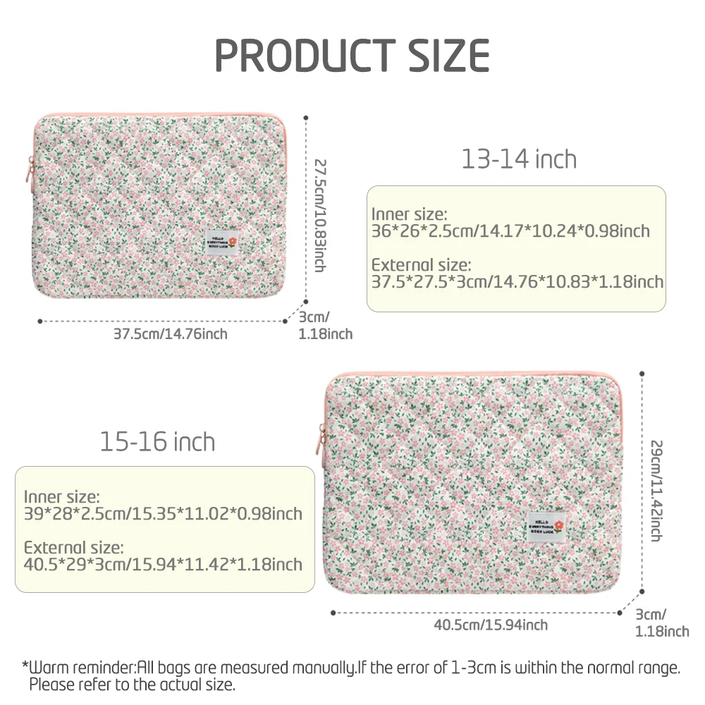 Quilted Multi-Compartment Laptop Sleeve Bag, 14/16 Inch