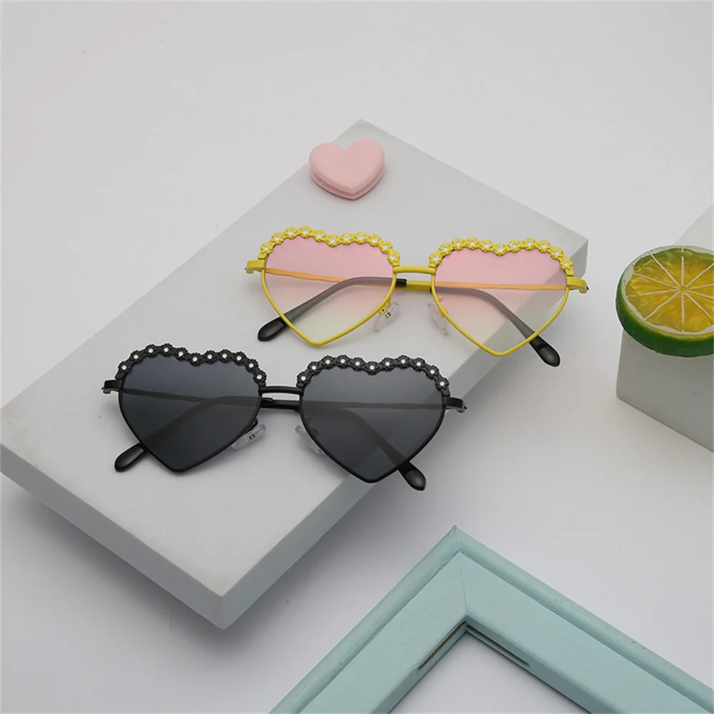 Fashion Kids Sunglasses Polarized Metal Frame Sun Glasses Girls Boys Heart Flower Children Mirror Baby Eyeglasses Uv400