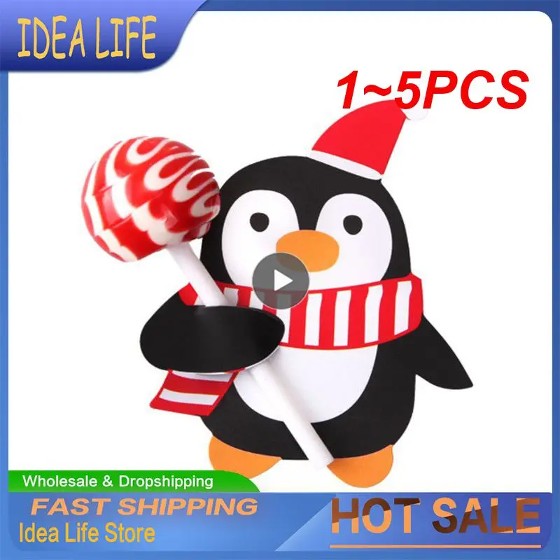 

1~5PCS Christmas Santa Claus Snowman Lollipop Decorative Paper Card Candy Holder Lolly Covers Package Decor kids Navidad Gifts
