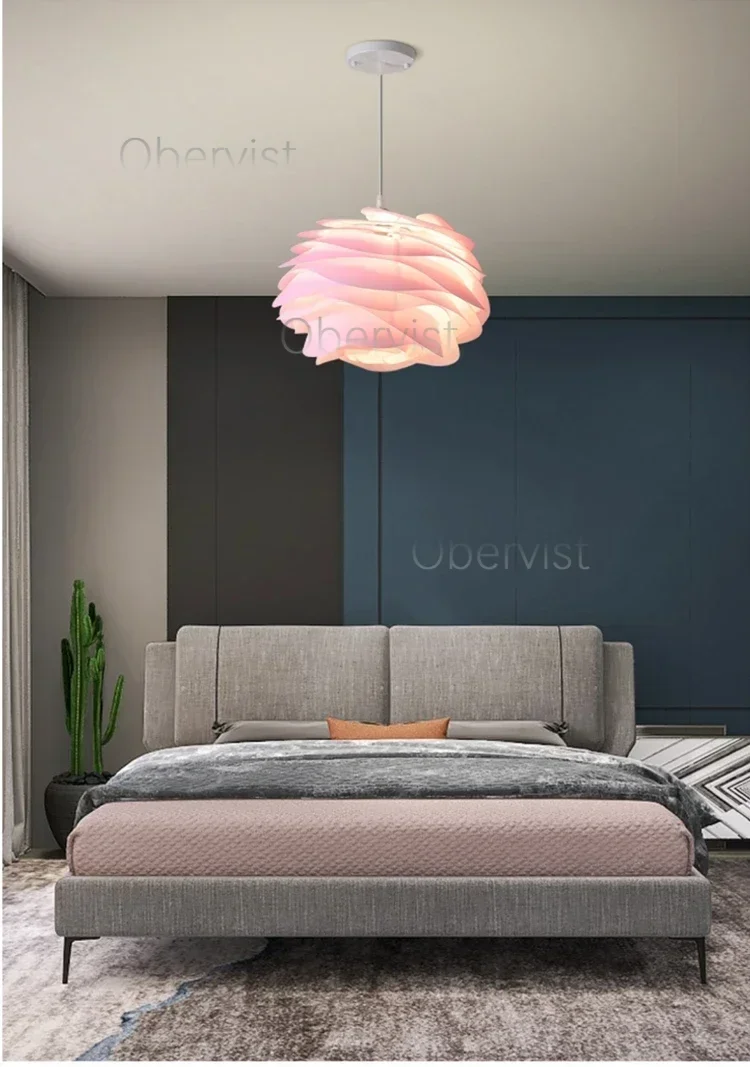 Danish Designer White Rose Pendant Lighting for Kitchen Island Bedroom Romantic Restaurant Acrylic Petal Chandelier Decor Lamps
