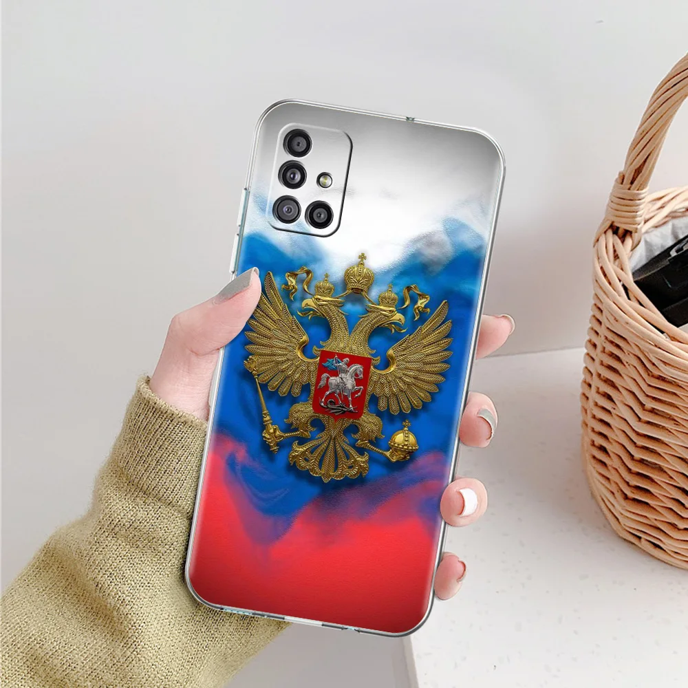 Clear Phone Case with Russian Flag Design
