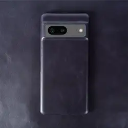 Luxury Oil Wax Genuine Leather Case - Premium Protective Cover for Google Pixel 5 (Blue Grey 10)