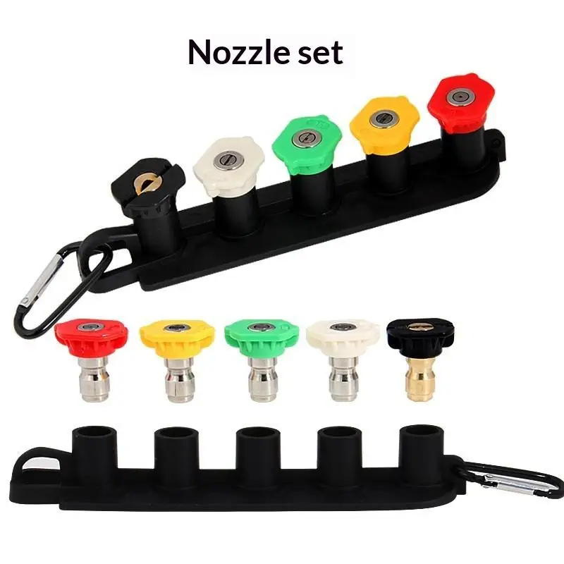 다중 각도 노즐 1/4인치 퀵 커넥트(범용 압력 세척기 팁 포함) 노즐 홀더 5가지 스프레이 노즐 팁