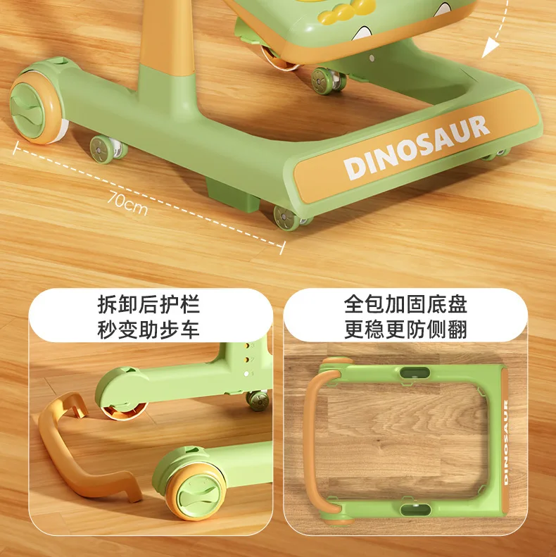 Dino Folding Baby Walker Multi-Function Anti Rollover Can Sit With Music Baby Walking Trolley Baby Stroller For 6-18 Months