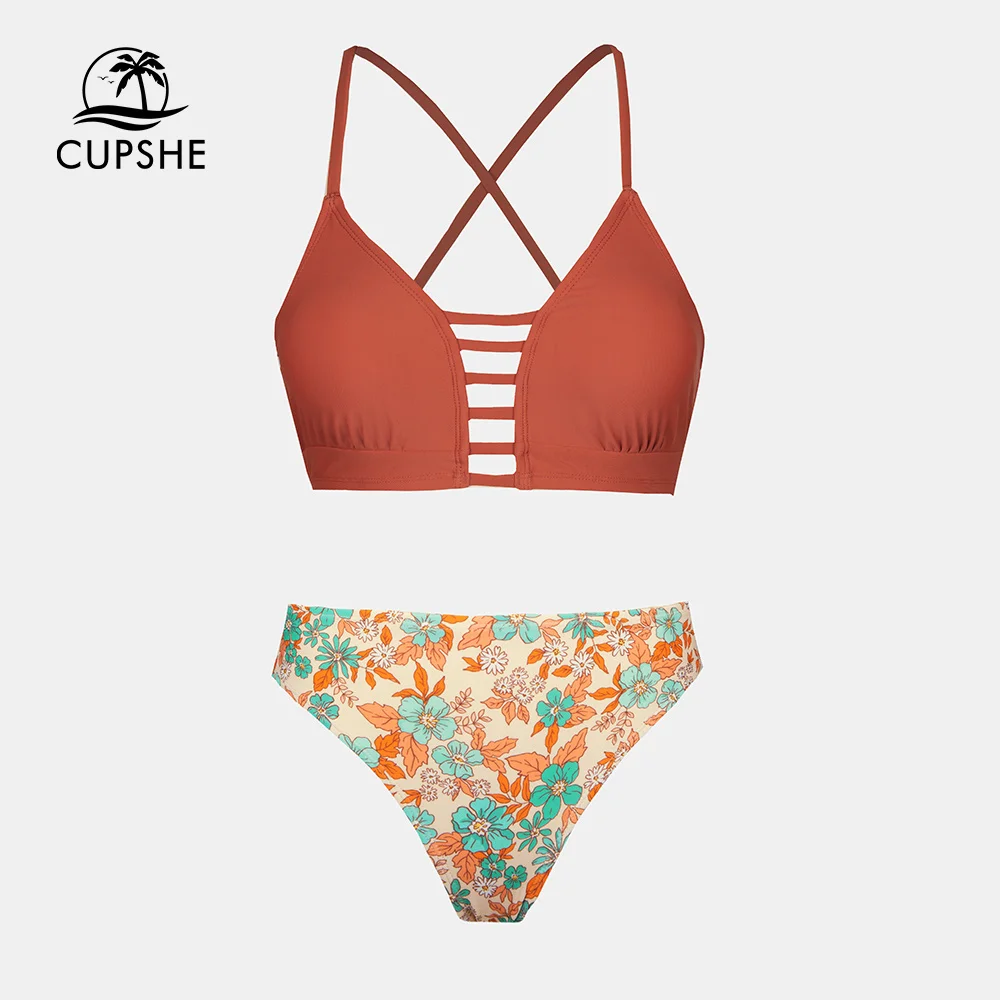 ＊CUPSHE＊ビキニトップ&スタンダードボトムスセット CUPSHE Black & Colorblock ビキニ ボトムス セット