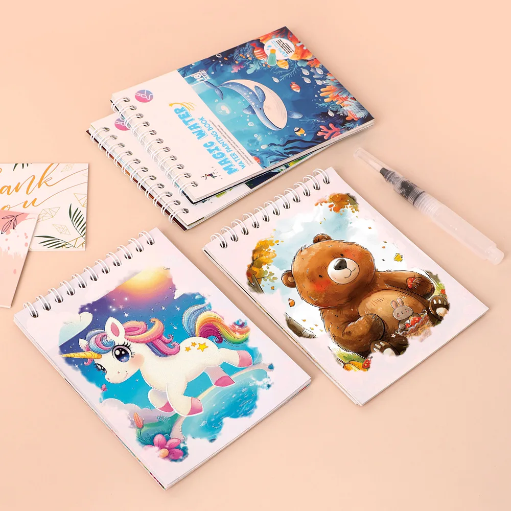 Magic Water Doodle Books Kids Toddlers Drawing Toys Cute Cartoon Unicorn Ocean Forest Animal Reusable Water Painting Cardboard — view 2