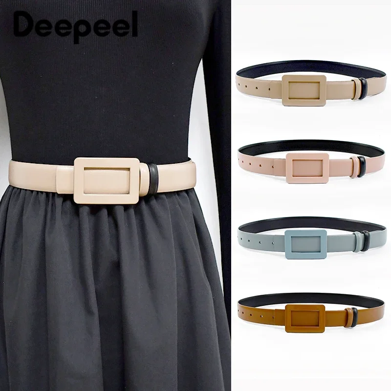 

Deepeel 2.8*105cm Women's Genuine Leather Belt Pure Color Wide Waistband Jeans Decor Luxury Designer Belts Ladies Girdle Dress