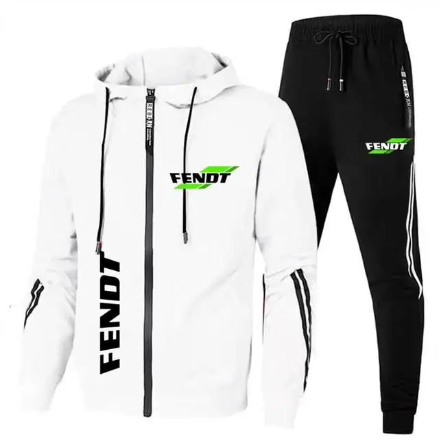 2024 New Men's Hooded Sports Set Brand FENDT Logo Outdoor Leisure Fashion Shirt Morning Running Fitness Two Piece 5