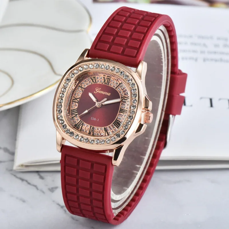 

New Women's Fashion Diamond Top Luxury Brand Watches Casual Sport Watch for Women Ladies Silicone Quartz WristWatch Montre Femme
