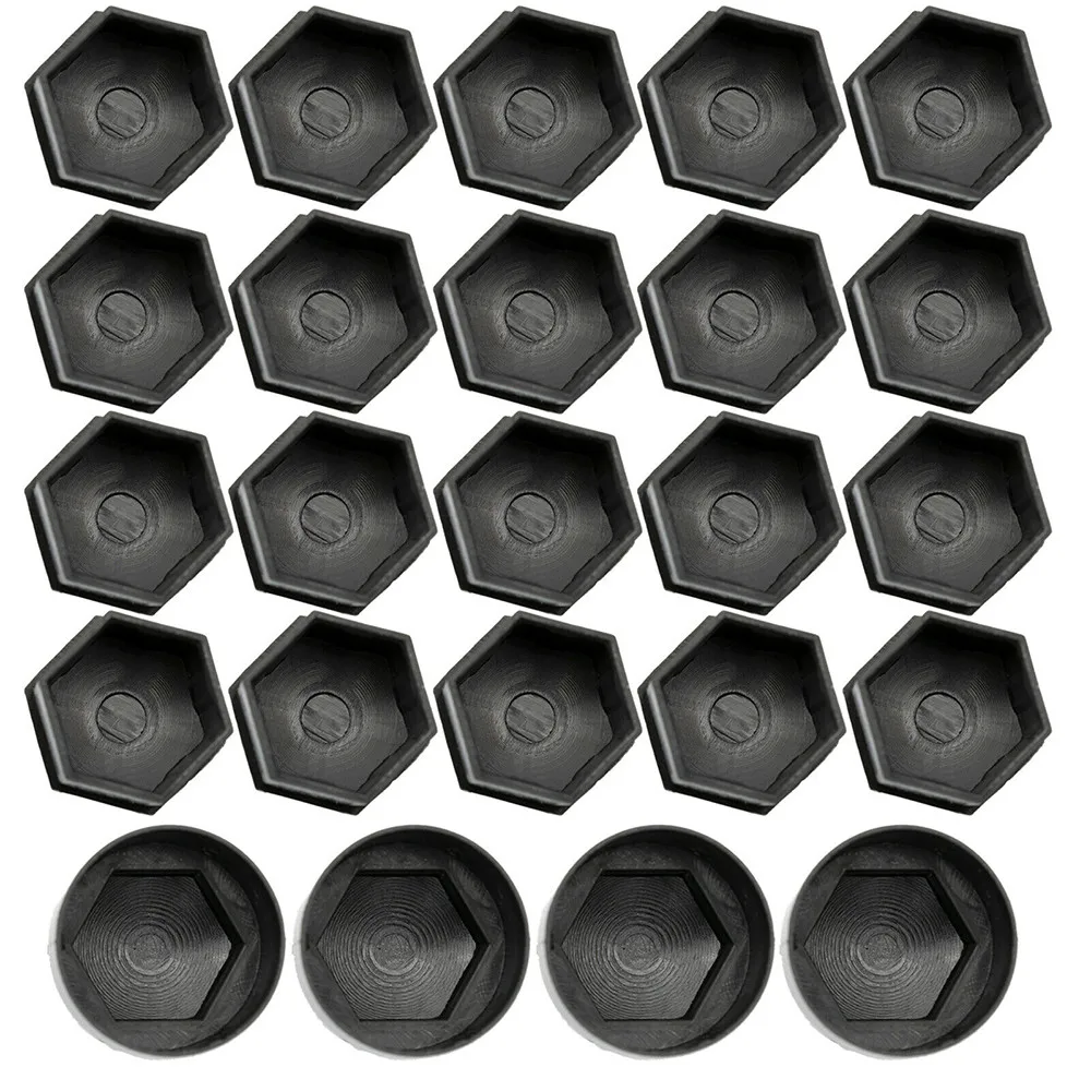 20Pcs 16mmx17mm Black Wheel Nut Bolt Trims Studs Cover Cap With 4Pcs 17mmx23mm Locking Cap For Opel For BMW